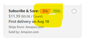 A screenshot of amazon's subscribe & save page.