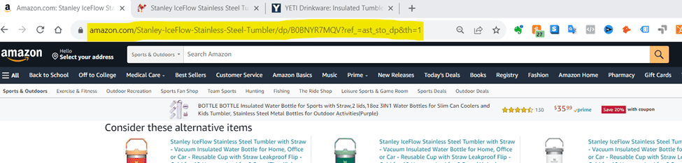 A screen shot of the amazon search page.